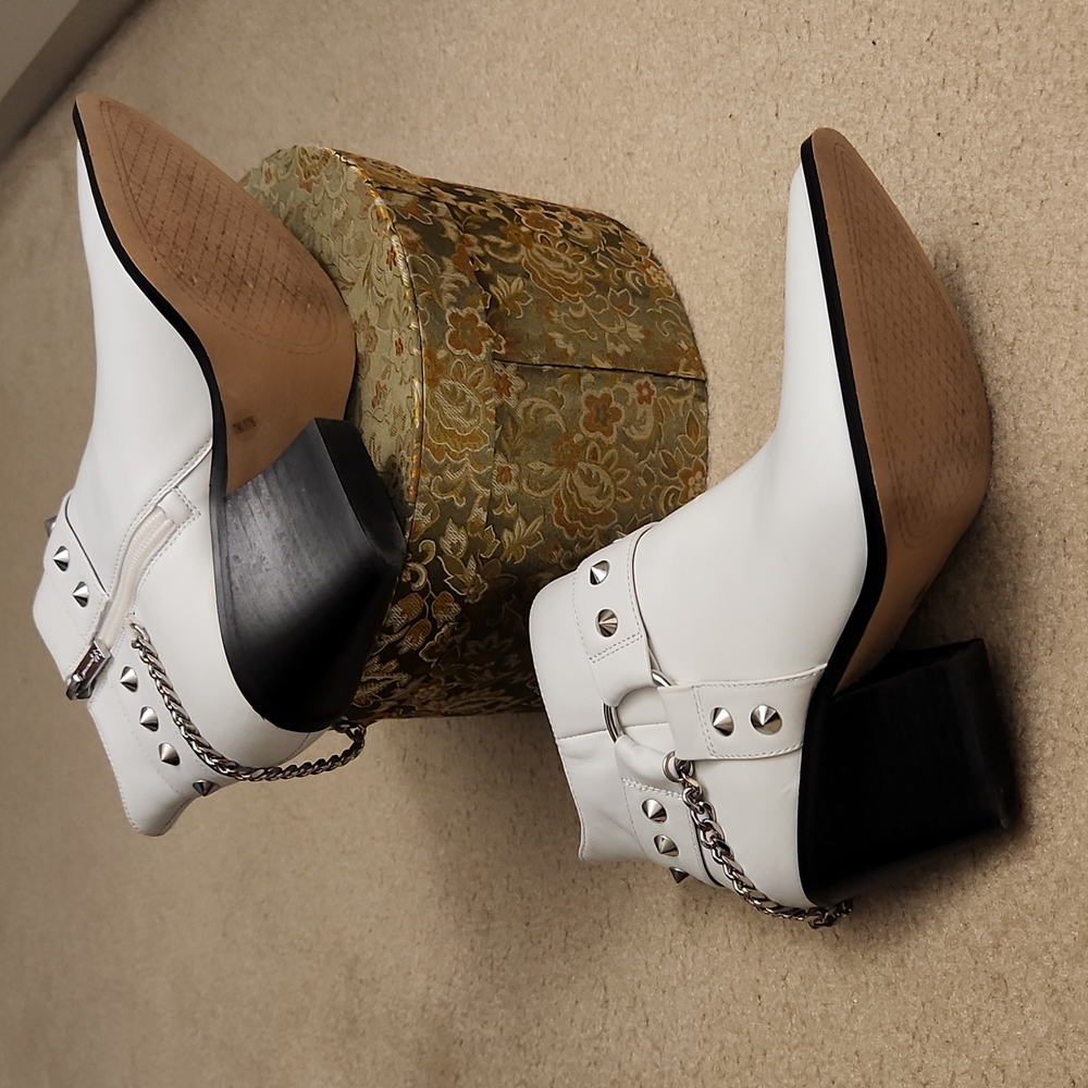 Studded White Ankle Boots - Picture 5 of 5
